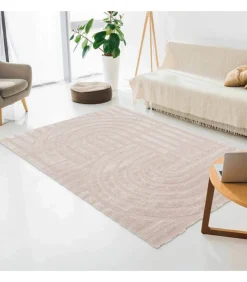 Laagpolig vloerkleed met eigentijds beige patroon 120 x 170 cm