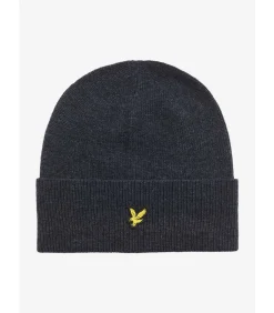 Lambswool blend ribbed beanie - dark navy marl