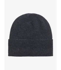 Lambswool blend ribbed beanie - dark navy marl
