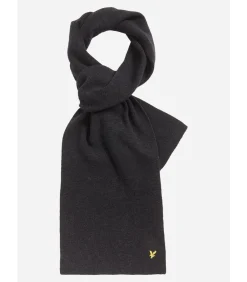Lambswool ribbed scarf - jet black marl