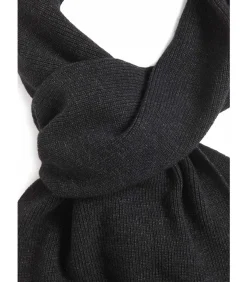 Lambswool ribbed scarf - jet black marl