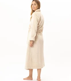 Lange badjas met overslag van flanellen badstof ESSENTIEL 169