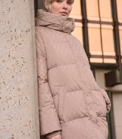 Lange gewatteerde jas Toffee 38