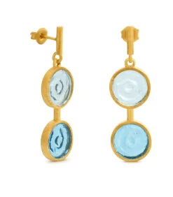 Lange gouden oorbellen Gaudí Jewelry blauw