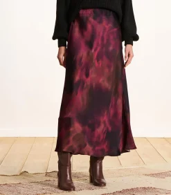 Lange rode rok met print