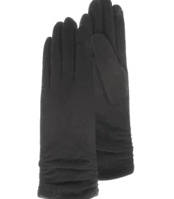Lange tactiele wollen dameshandschoenen Zwart