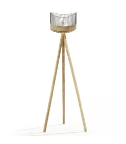 Lantaarnpaal van massief mangohout en rotan