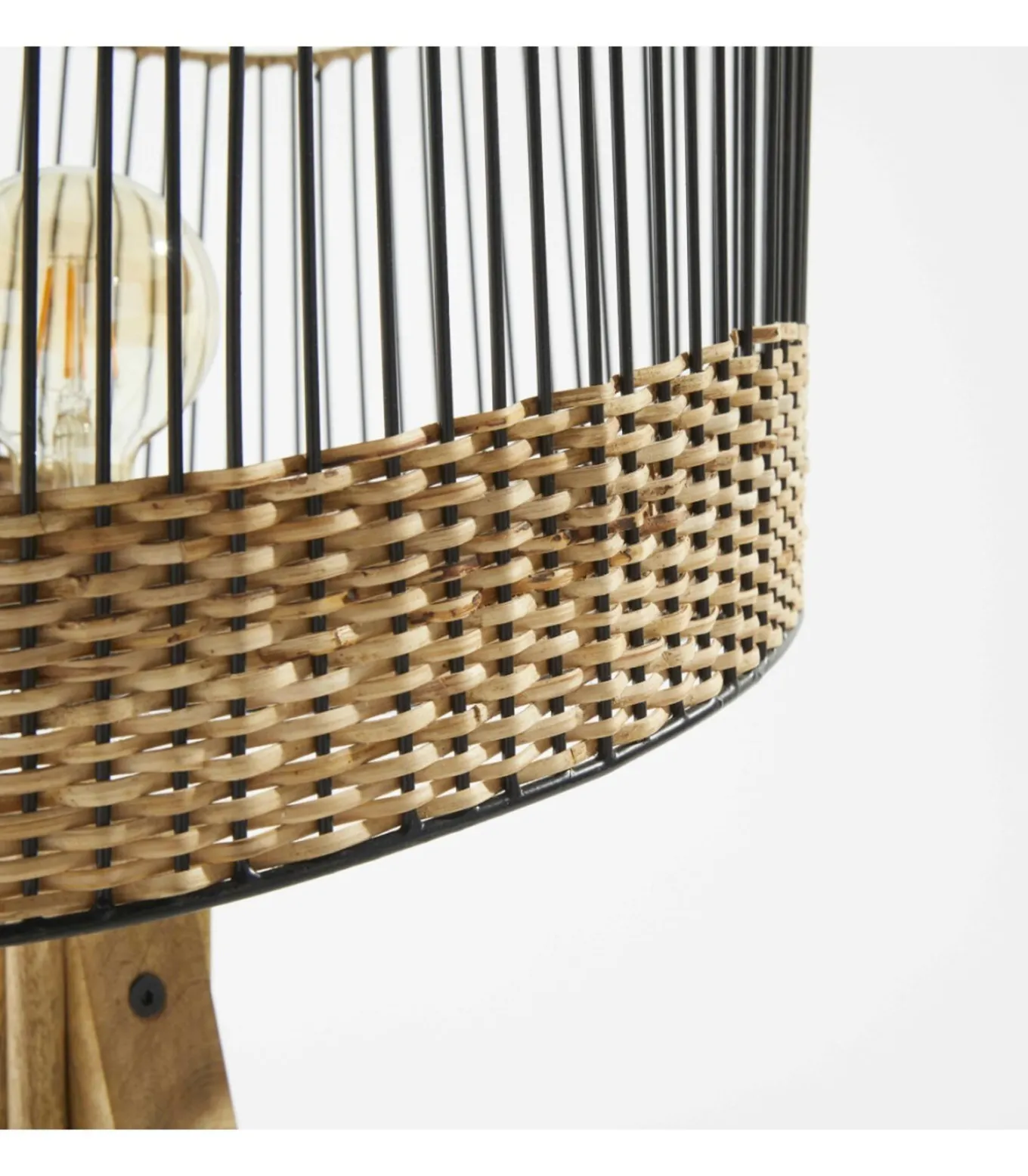 Lantaarnpaal van massief mangohout en rotan