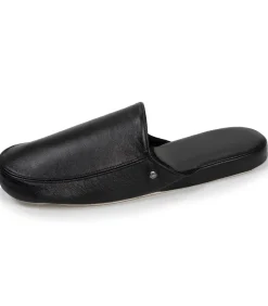 Leren herenslippers Zwart