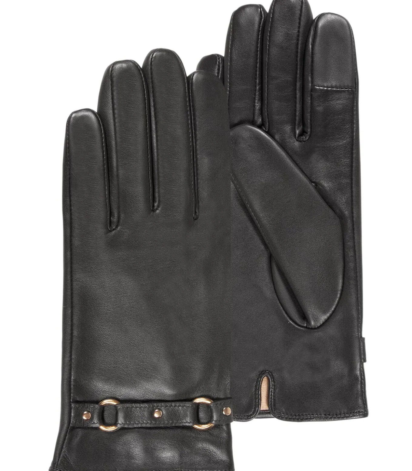 Leren tactiele dameshandschoenen bruine ringen