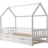 Lit cabane gigogne pour enfant 190x90cm blanc MARCEAU