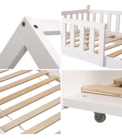 Lit cabane gigogne pour enfant 190x90cm blanc MARCEAU