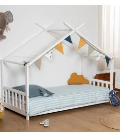 Lit cabane pour enfant 190x90cm blanc GASPARD