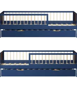 Lit gigogne pour enfant 190x90cm bleu foncé ADAM