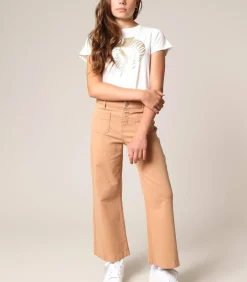 LIZETTE - Hoge taille stretch katoenen flared broek