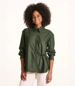 Losvallend kaki overhemd van flanel