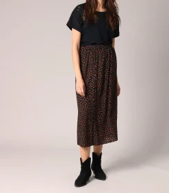 LOUNA - Midi-rok met stippenprint en elastische taille