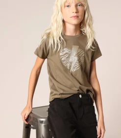 LOVERS - T-shirt van 100% katoen, met zebrahartmotief en glitterbliksemschicht