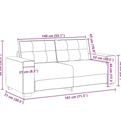 Loveseat bank 140 cm fluweel lichtgrijs