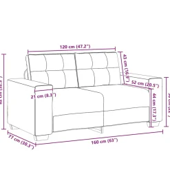Loveseat bank 120 cm stof lichtgrijs