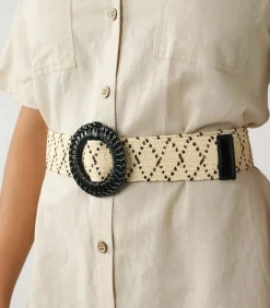 LYSADE - Tweekleurige geometrisch gevlochten riem met decoratieve gesp