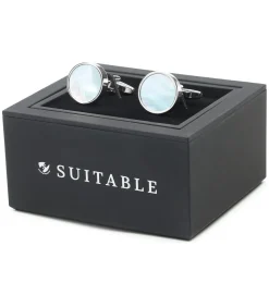 Manchetknoop Cirkel Blauw Zilver