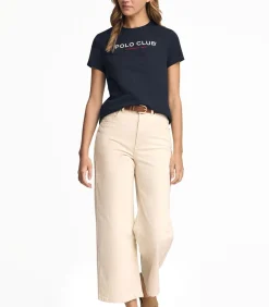 Marineblauw T-shirt met korte mouwen en Polo Club-opdruk Established 2012