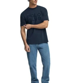 Marineblauw T-shirt Tarak met Polo Club-logo