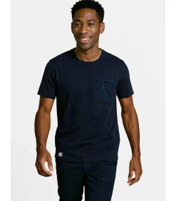 Marineblauw T-shirt voor heren met borstzakje