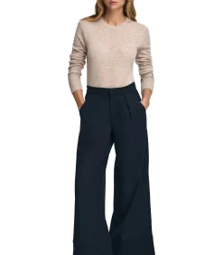 Marineblauwe broek met loose fit en Polo Club-details