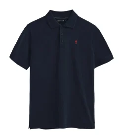 Marineblauwe polo van piqué-katoen met geborduurd Rigby Go-logo