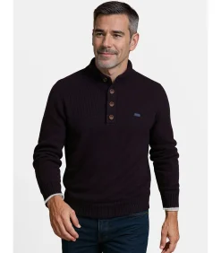 Marineblauwe trui met knoopjeskraag voor heren