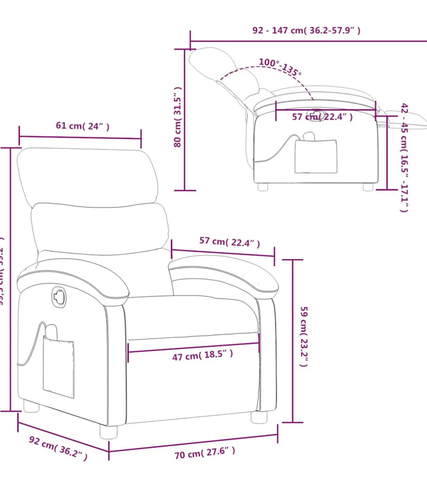 Massagestoel verstelbaar stof donkergroen