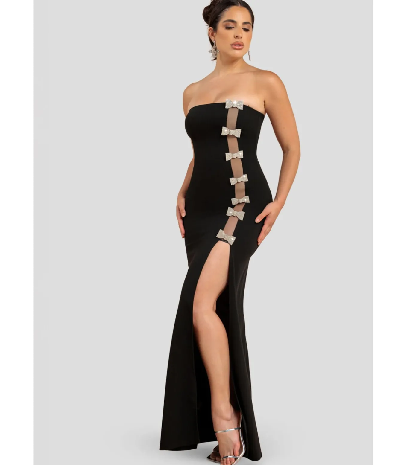 Maxi-jurk “Bow Embellished Strapless Mermaid Maxi Dress”