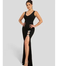 Maxi-jurk “Diamante Brooch Thigh Split Mermaid Maxi Dress”