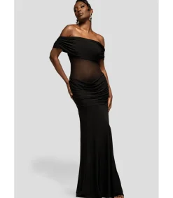 Maxi-jurk “Gathered Off The Shoulder Mesh Waist Panel Maxi Dress”