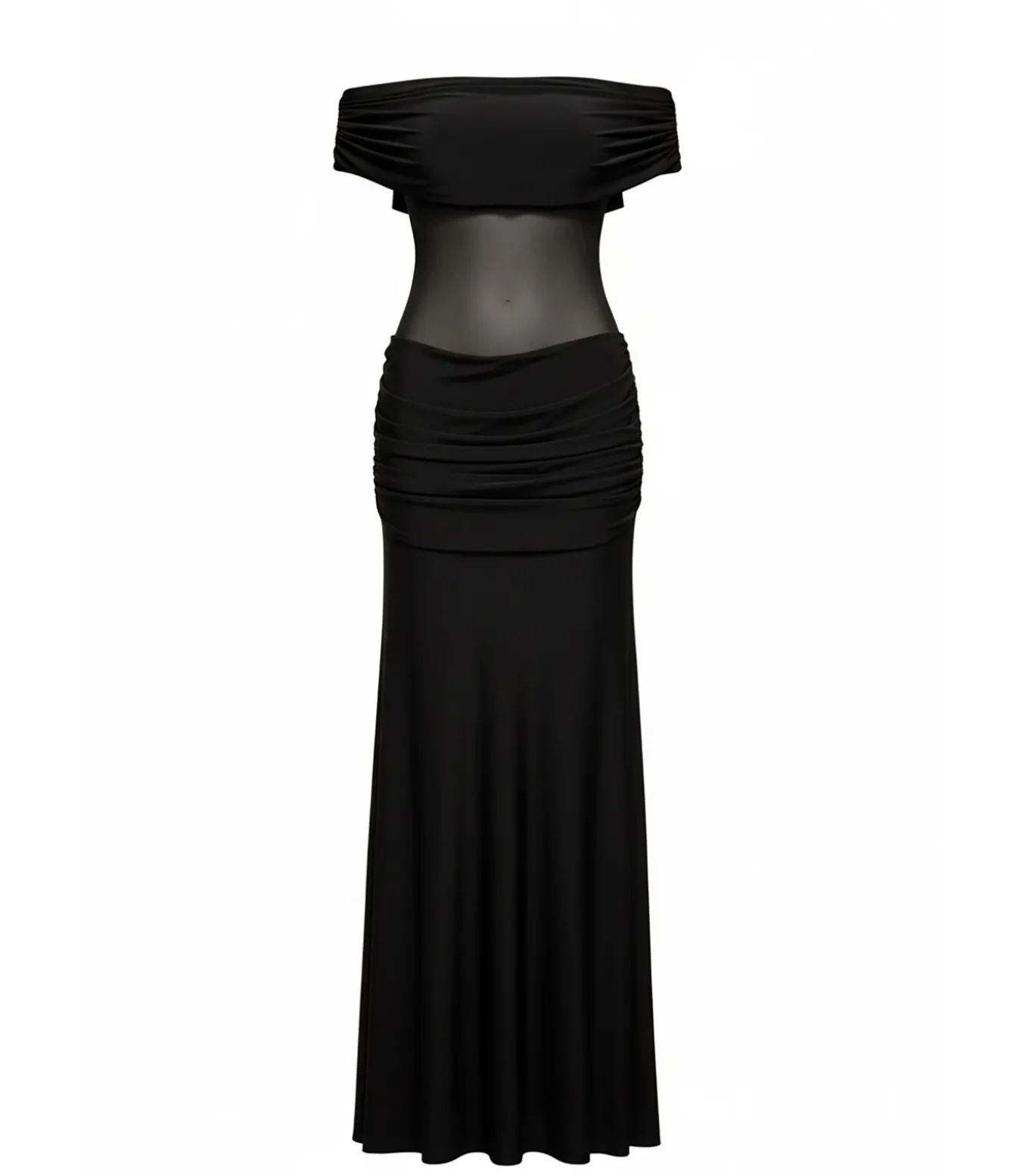 Maxi-jurk “Gathered Off The Shoulder Mesh Waist Panel Maxi Dress”