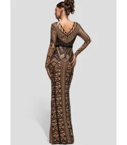 Maxi-jurk “Geometric Sequin Plunge Maxi”