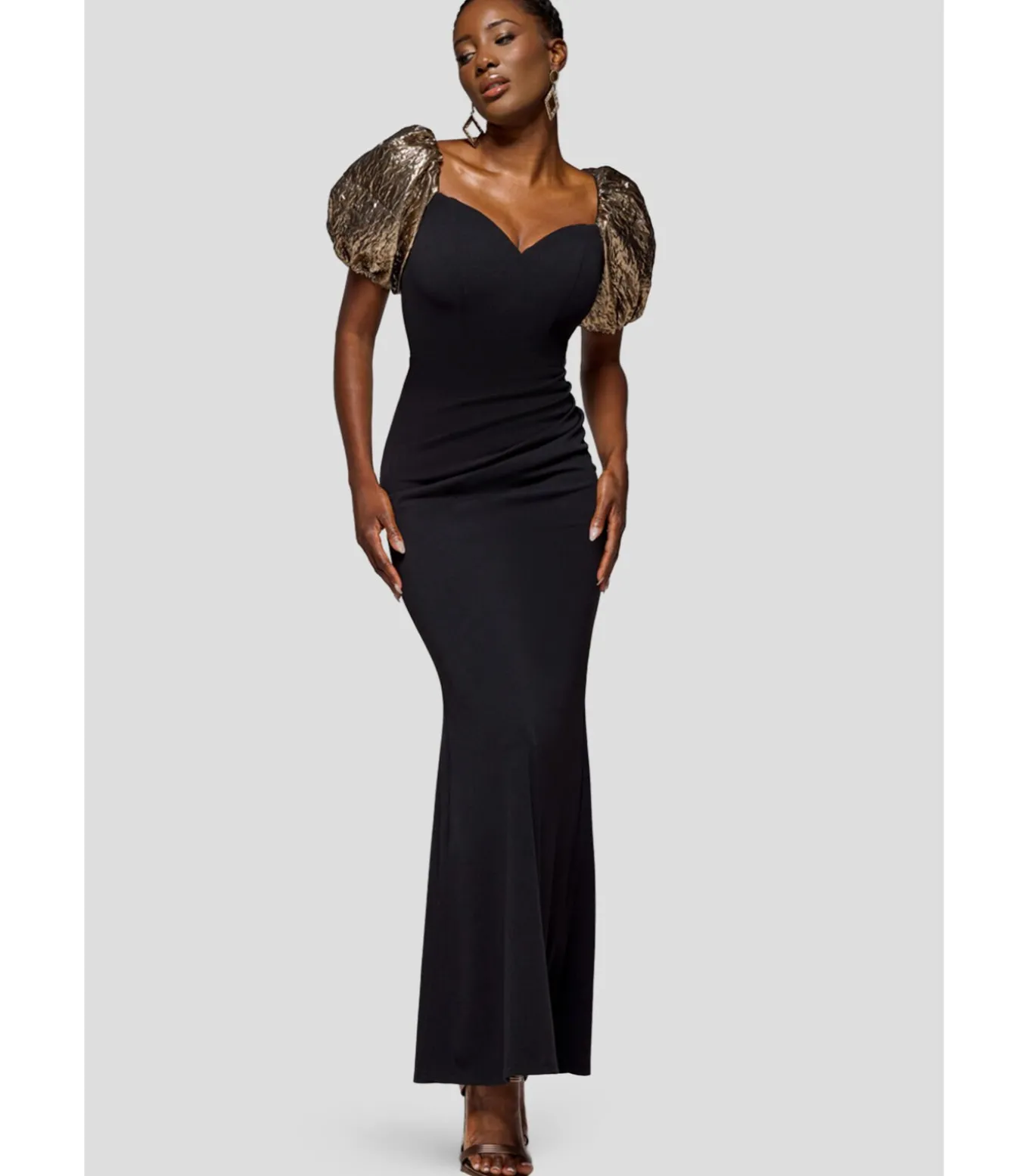 Maxi-jurk “Jacquard Puff Sleeve Sweetheart Scuba Maxi Dress”