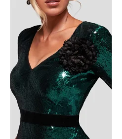 Maxi-jurk “Liquid Sequin Corsage Maxi”