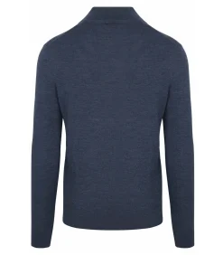 Merino Half Zip Trui Denim Blauw