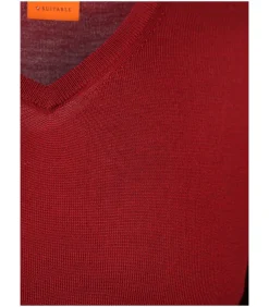 Merino Pullover V-Hals Donkerrood