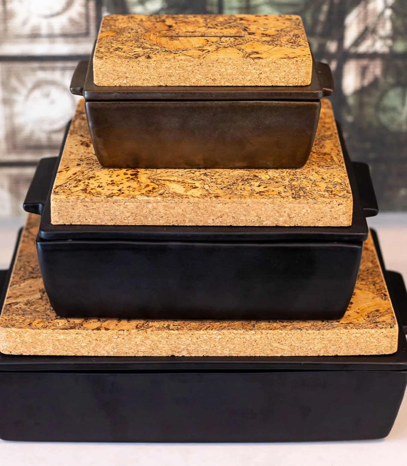 Met deksel en kurk - Ovenschotel 20x13,5x8,5cm - Zwart