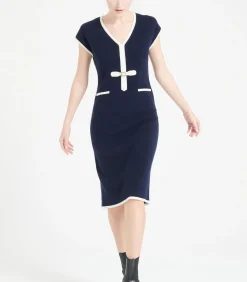 MIA 2 midi-jurk met V-hals - 100% kasjmier