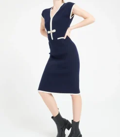 MIA 2 midi-jurk met V-hals - 100% kasjmier