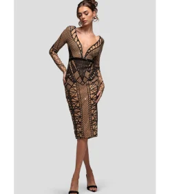 Midi-jurk “Geometric Sequin Plunge Midi”