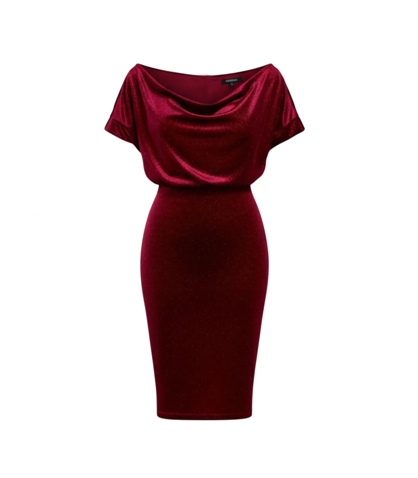 Midi-jurk “Glitter Velvet Cowl Neck Sheath Midi Dress”