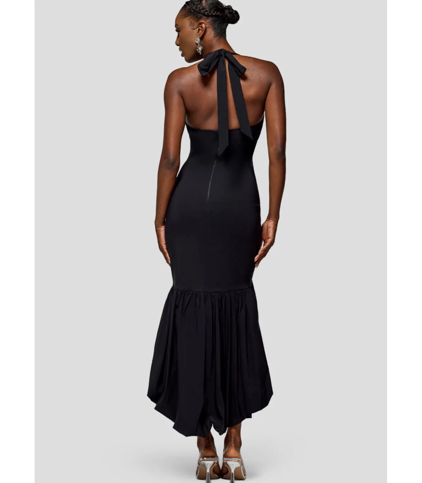 Midi-jurk “Halter Neck Puff Hem Mermaid Midaxi Dress”