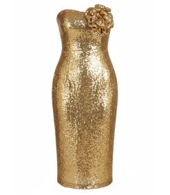 Midi-jurk “Liquid Sequin Boobtube Midaxi With Corsage”
