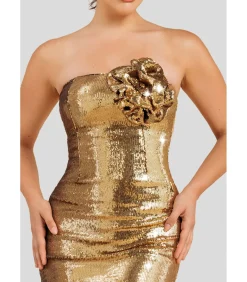 Midi-jurk “Liquid Sequin Boobtube Midaxi With Corsage”